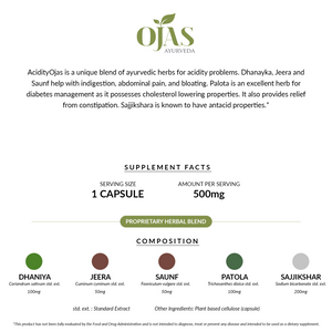 
                  
                    AcidityOjas - Balances Acidity Naturally (500 mg Capsules) 90 capsules
                  
                